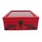 Wooden box inclined and its glass lid. Model : red dragon