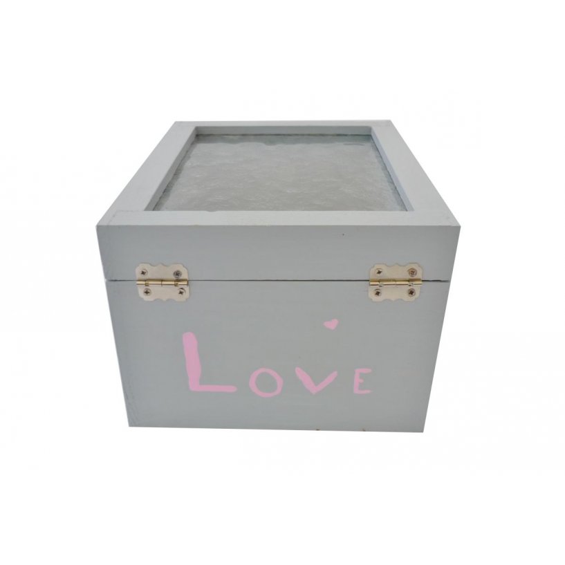 Wooden box love glass lid