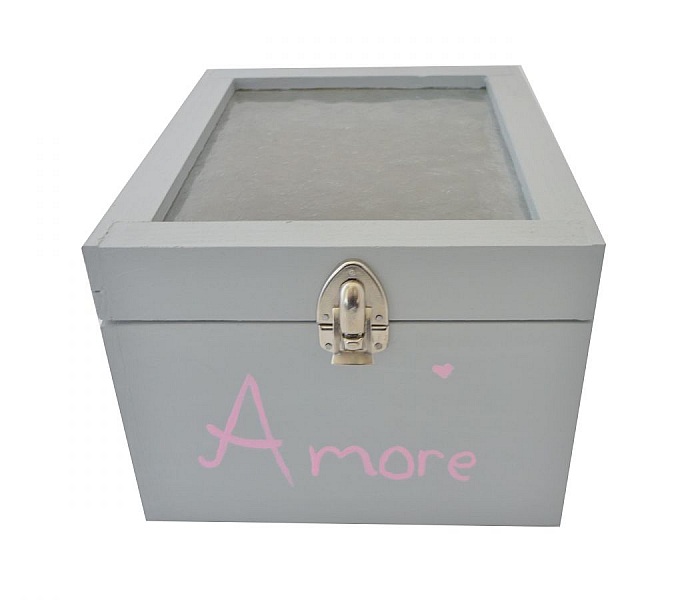 Wooden box love glass lid