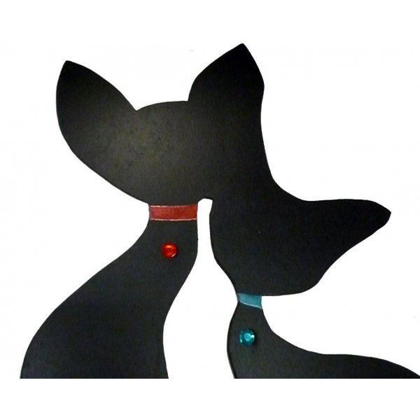 Wall or door sign large couple of cat embraced a strasse 43x41 cm