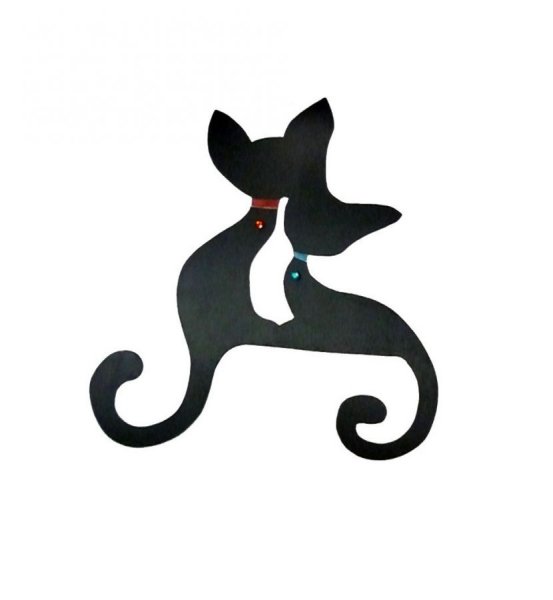 Wall or door sign large couple of cat embraced a strasse 43x41 cm