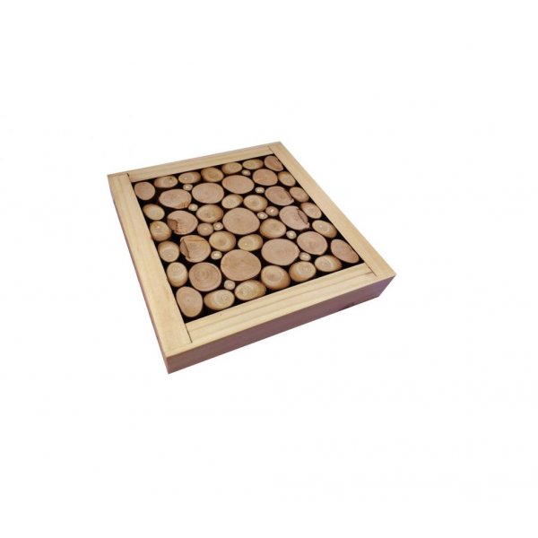 Coaster in hazelnut / lilac wood log, reversible in a cup with gold crackle decoration