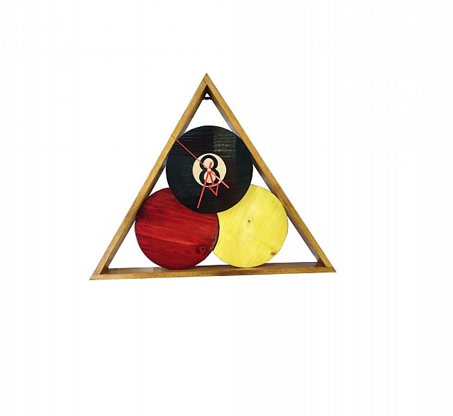Solid wood clock chestnut and pine model "billiard".