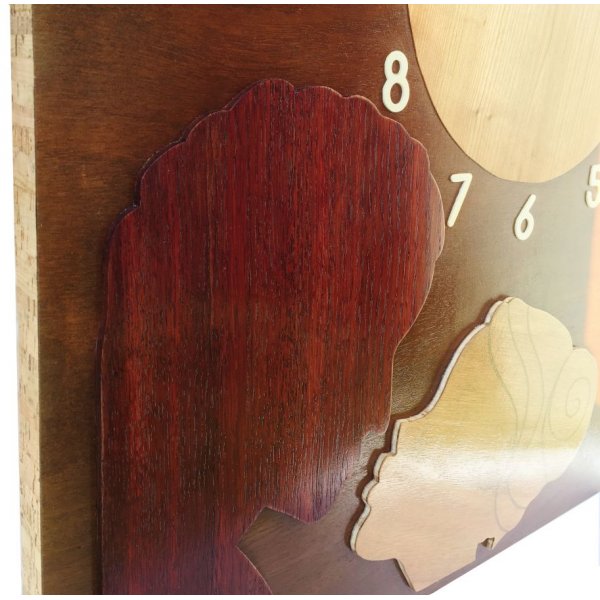 Giant clock "the kiss" in wood