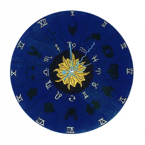 Round wooden wall clock model "horoscope 