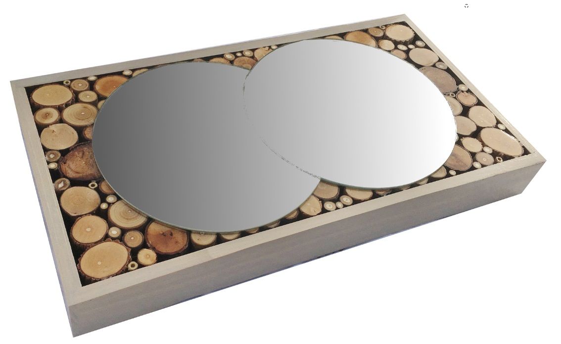 Rectangular mirror in wood log 39 x 20 cm grey