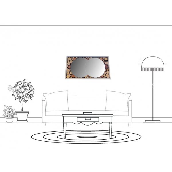 Rectangular mirror in wood log 39 x 20 cm grey