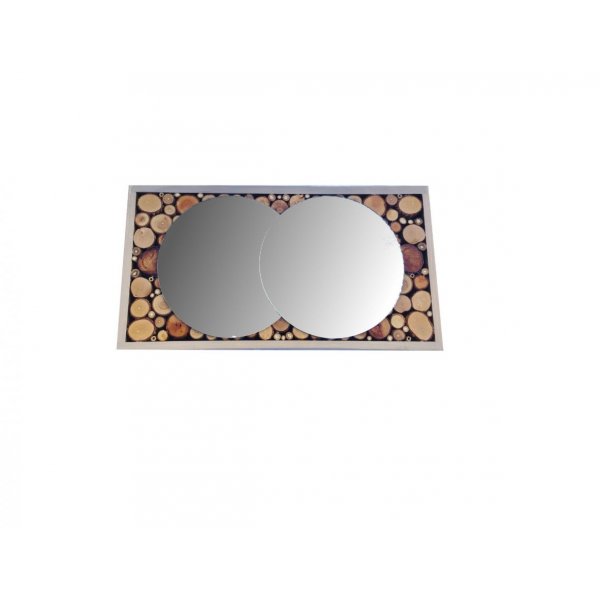 Rectangular mirror in wood log 39 x 20 cm grey
