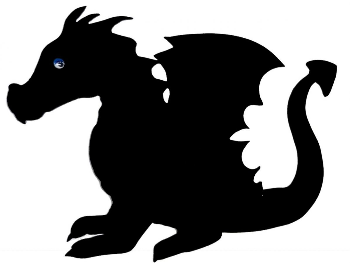 Wooden wall or door sign model : dragon child 40x28 cm black