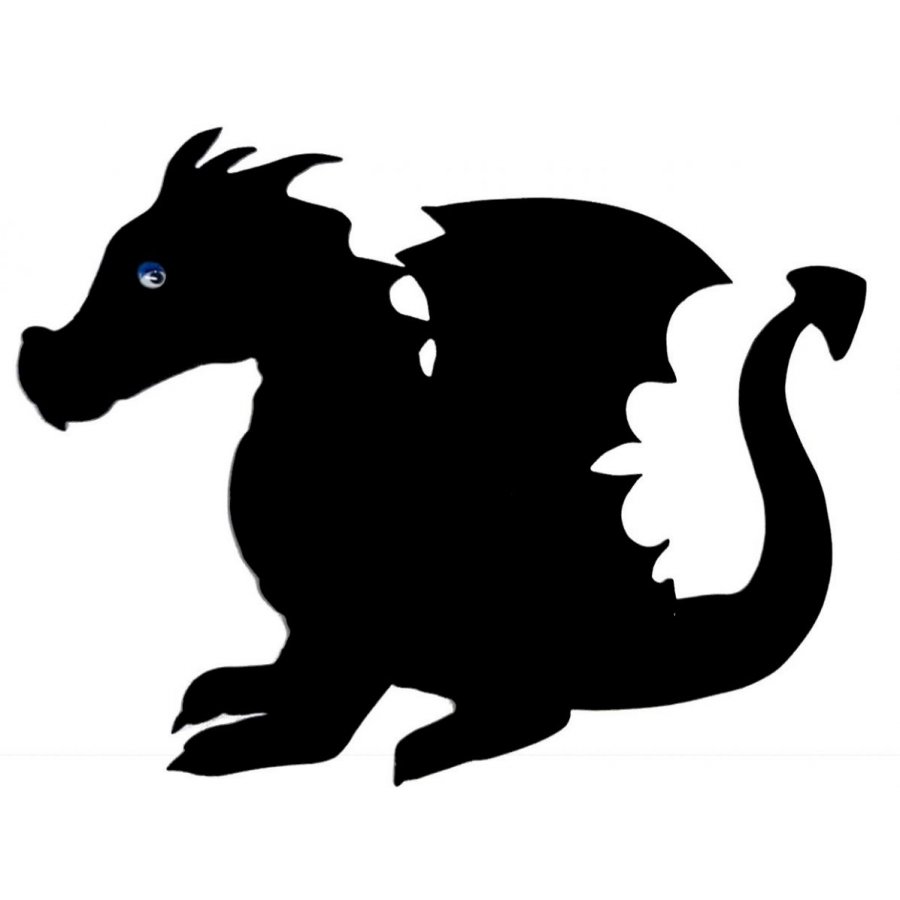 Wooden wall or door sign model : dragon child 40x28 cm black