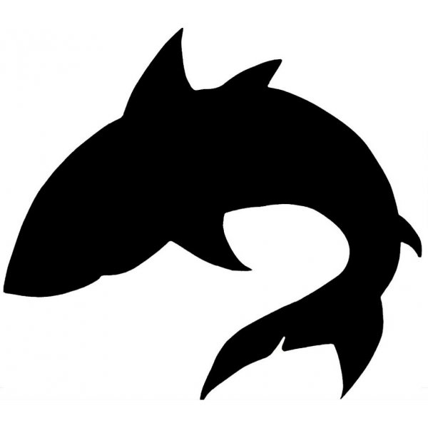 Wall or door sign in wood model : Shark 34x34 Cm black