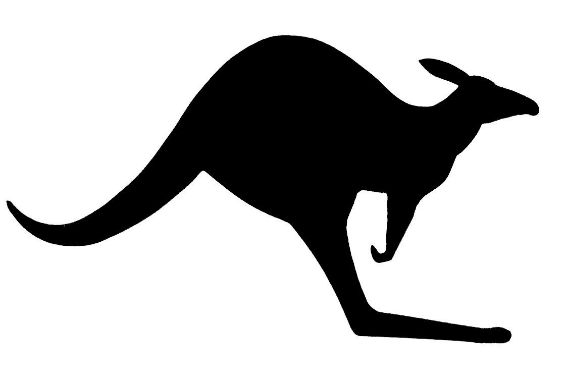 Wall or door sign in wood model: kangaroo 39x22 cm black