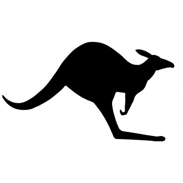 Wall or door sign in wood model: kangaroo 39x22 cm black