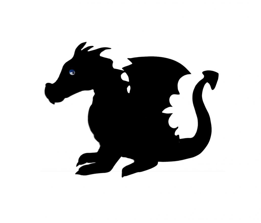 Wooden wall or door sign model : dragon child 40x28 cm black