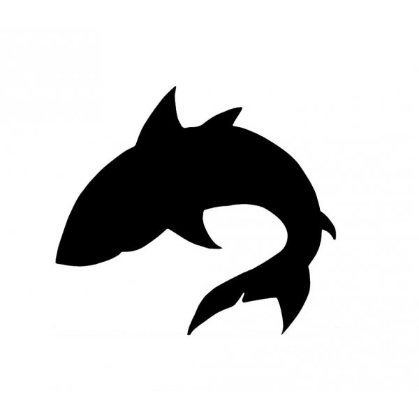 Wall or door sign in wood model : Shark 34x34 Cm black