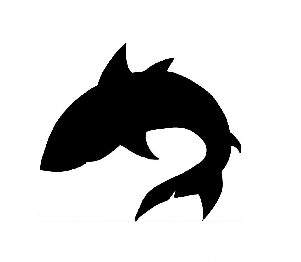 Wall or door sign in wood model : Shark 34x34 Cm black