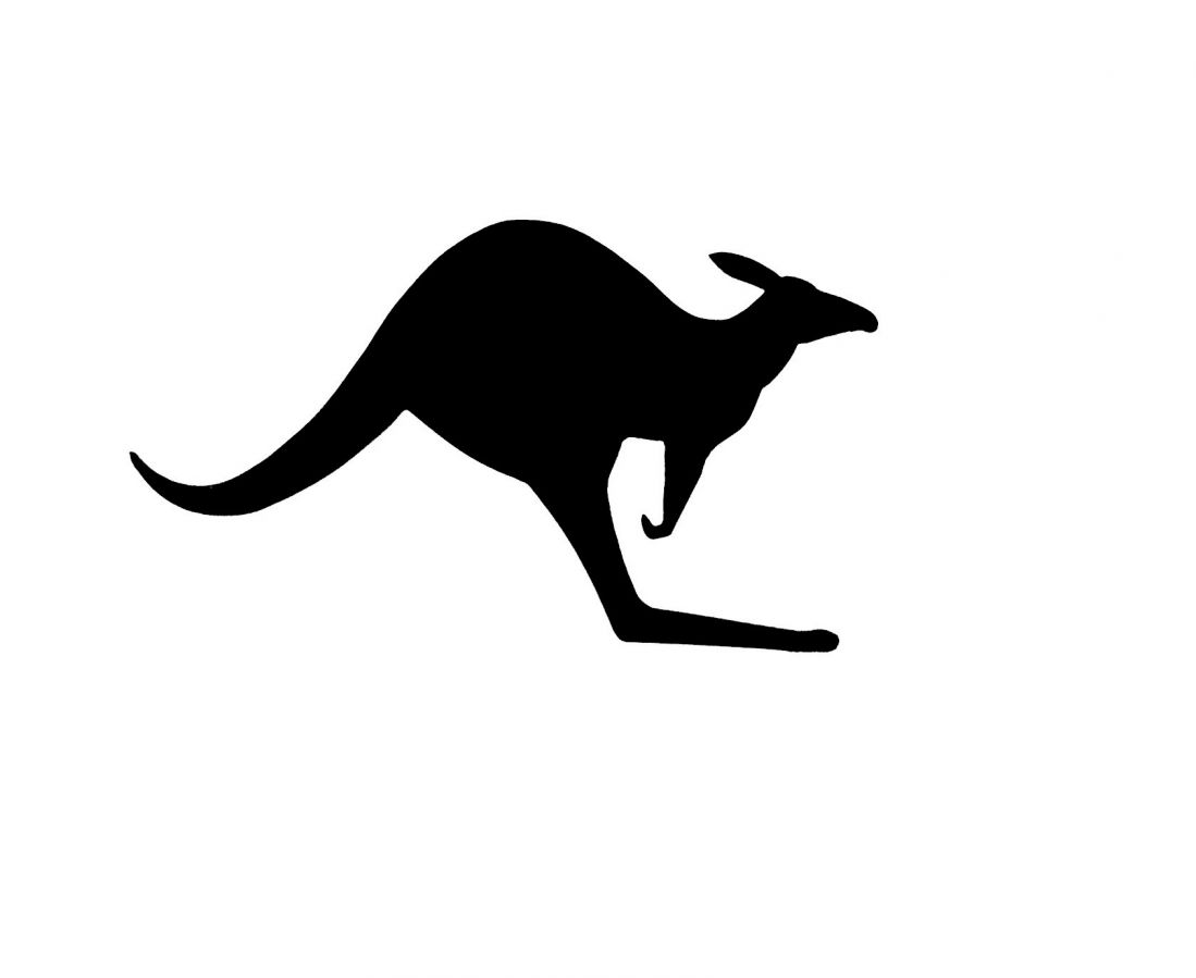 Wall or door sign in wood model: kangaroo 39x22 cm black