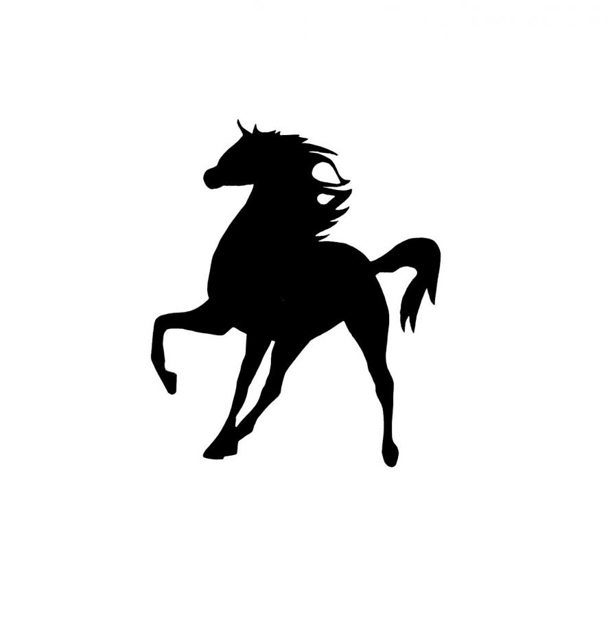 Wall or door sign model: galloping horse 37x47 cm black