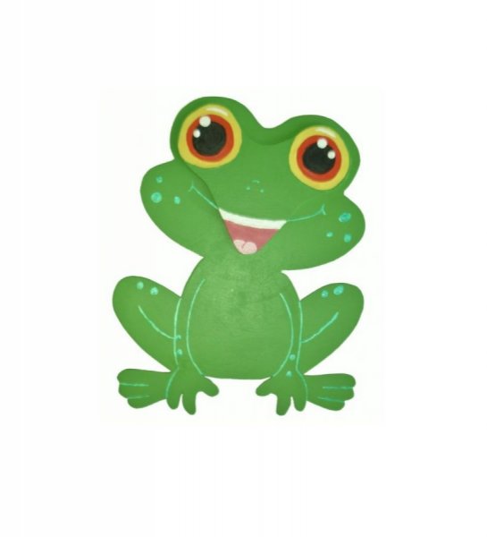 Wooden wall or door sign model : frog chibi manga 21x20 cm green
