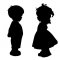 Wall sign / wooden door model : couple of dolls h 26 cm. boy L9 cm / girl L13 cm 