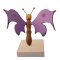 Electric purple butterfly on a stand wood sculpture