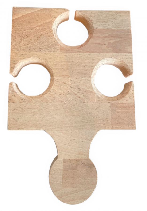 Natural Beech Wood Cutting Board Fsc Model Puzzle Piece Placement 3 Glasses