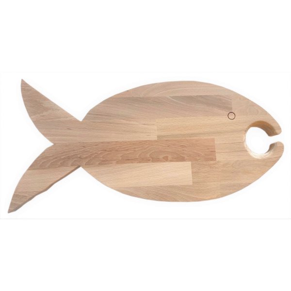 Special cutting board made of natural beech wood FSC fish model place 1 glass 