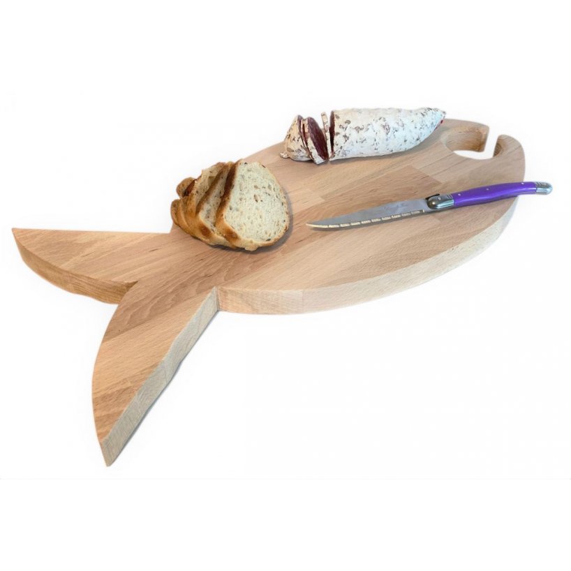 Special cutting board made of natural beech wood FSC fish model place 1 glass 