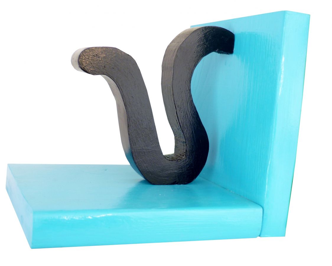 Modern solid wood bookend "Chat espiègle", in Landes pine 