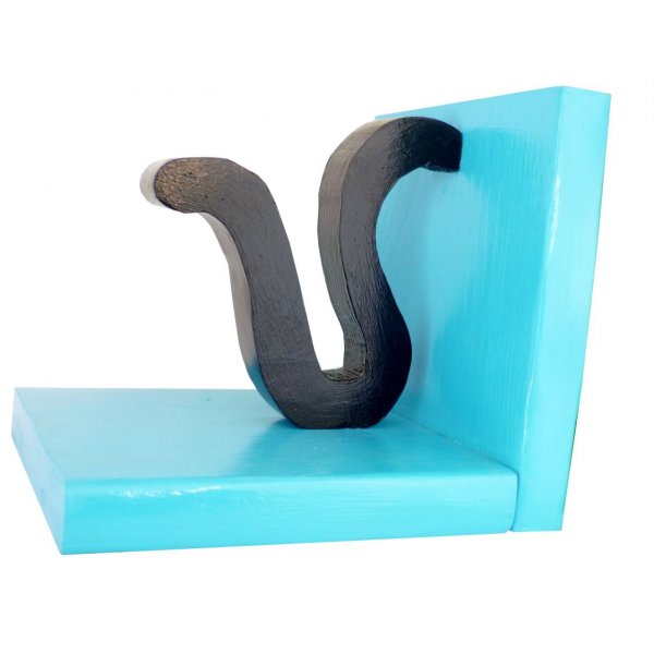Modern solid wood bookend "Chat espi&egrave;gle", in Landes pine 