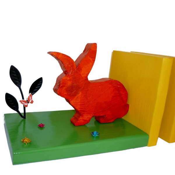 Modern solid wood bookend "Lapins", made of Landes pine 