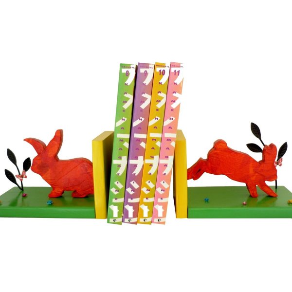 Modern solid wood bookend "Lapins", made of Landes pine 