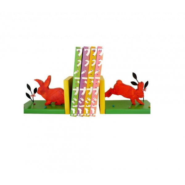 Modern solid wood bookend "Lapins", made of Landes pine 
