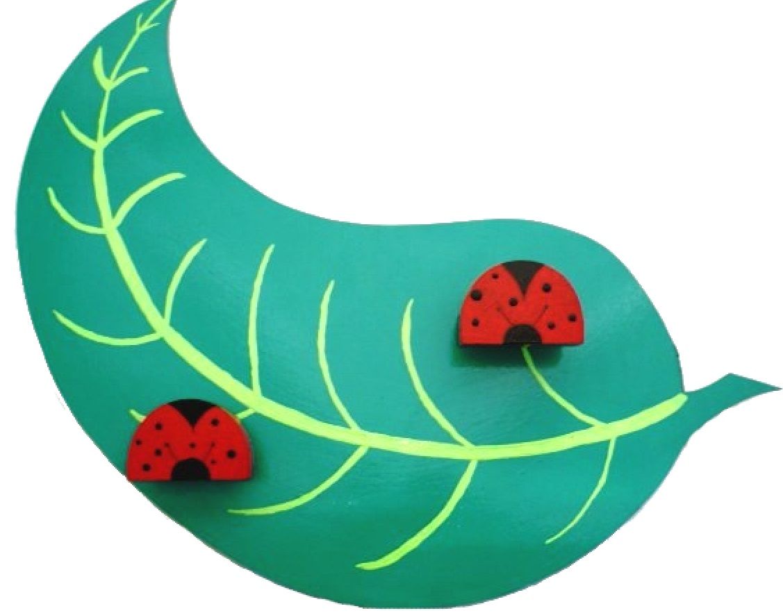 Coat rack and pencil pot Ladybug and leaf