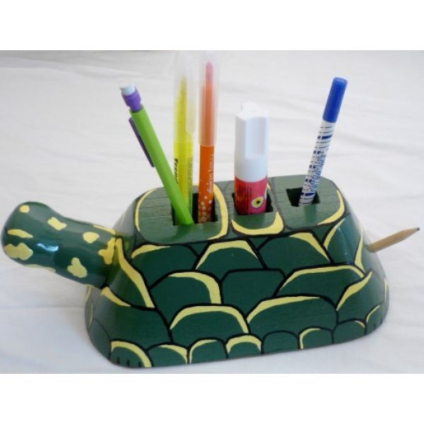 Back to school set wood model : turtle Pencil pot and wall coat rack with a peg