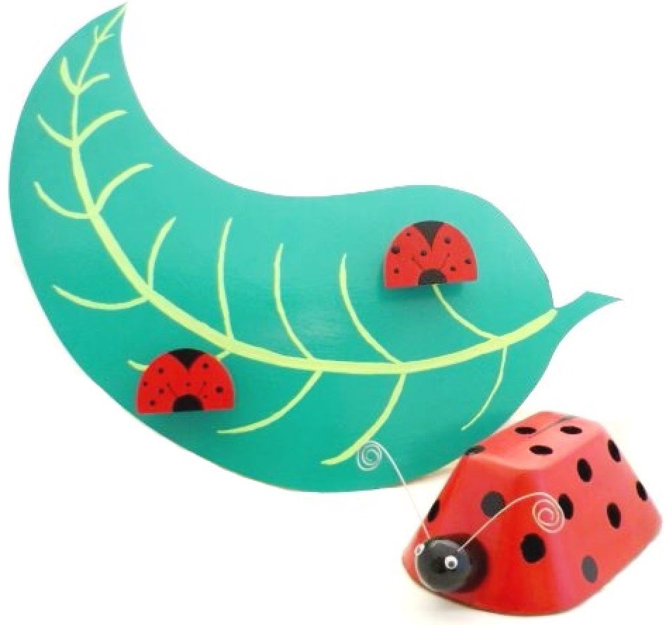 Coat rack and pencil pot Ladybug and leaf