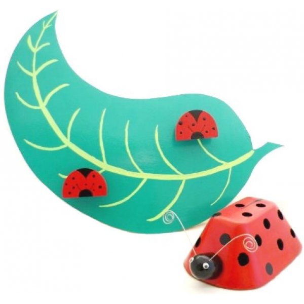 Coat rack and pencil pot Ladybug and leaf