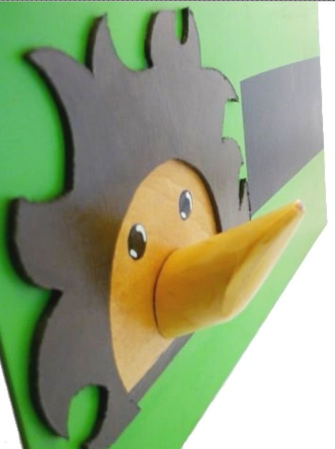 Wooden Back to School Set model: Hedgehog (Pencil Cup and Wall Mounted Coat Hook)