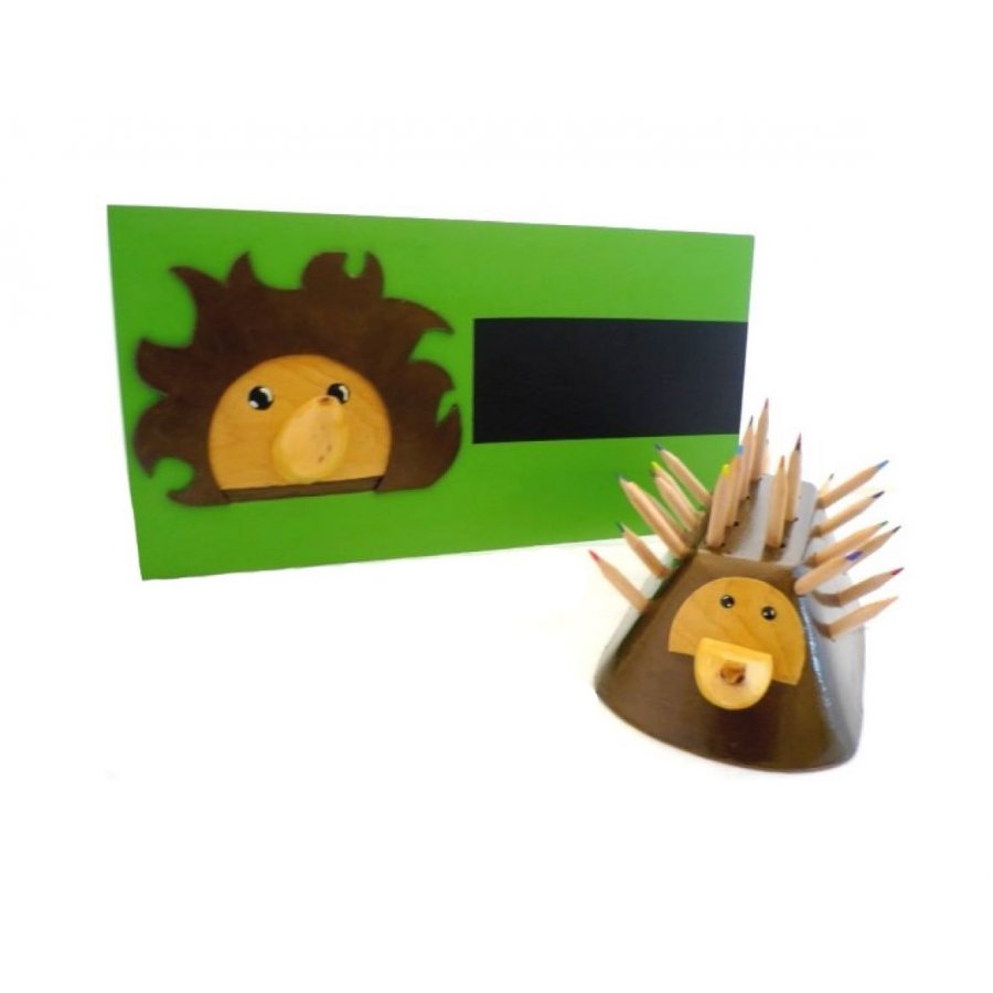 Wooden Back to School Set model: Hedgehog (Pencil Cup and Wall Mounted Coat Hook)