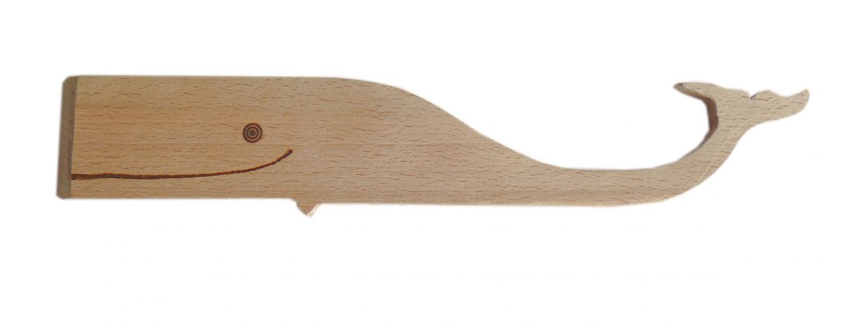 Thick wooden bevelled spatula whale model