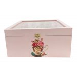Wooden box and its glass lid. Model : rose tea
