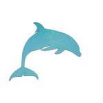 Wall or door sign in wood model : dolphin 31x28 cm turquoise with glitter