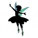 Wooden wall or door sign model : dancing fairy 60x38 Cm Holographic glitter purple green