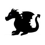 Wooden wall or door sign model : dragon child 40x28 cm black