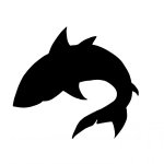 Wall or door sign in wood model : Shark 34x34 Cm black