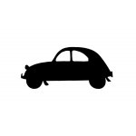 Wooden wall or door sign model : Two horses car 2 Cv 40X19 cm black