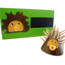 Wooden Back to School Set model: Hedgehog (Pencil Cup and Wall Mounted Coat Hook)