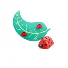 Coat rack and pencil pot Ladybug and leaf