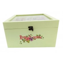 Wooden box and its glass lid. Model : rose garden