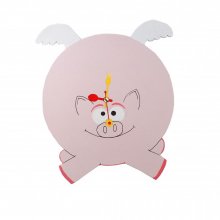 Wooden clock 'flying pig' humor